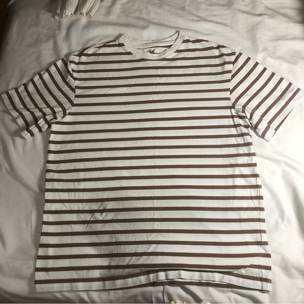h&m brown and white striped relaxed fit